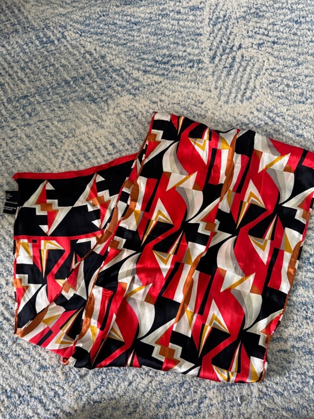 100% silk mod art deco geometric scarf patterned after a kimono